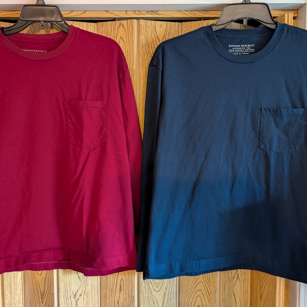 Men's Banana Republic Long Sleeve Authentic Pocket Tee Shirts Size Large Lot